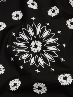 Bandana in cotone con motivo Paisley e Cotton Wreath, nera