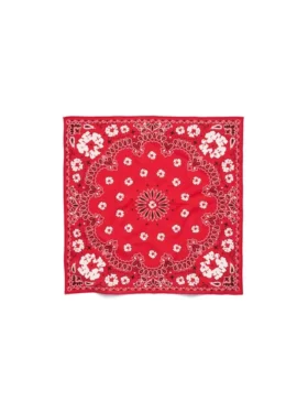 Bandana in cotone con motivo Paisley e Cotton Wreath, rossa