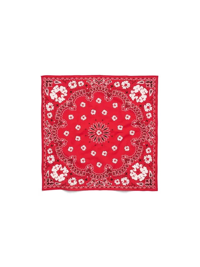Bandana in cotone con motivo Paisley e Cotton Wreath, rossa