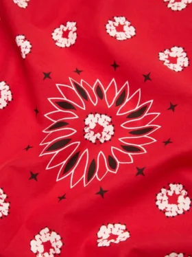 Bandana in cotone con motivo Paisley e Cotton Wreath, rossa
