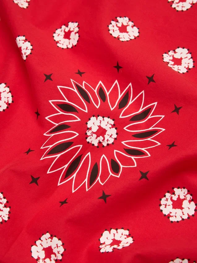 Bandana in cotone con motivo Paisley e Cotton Wreath, rossa