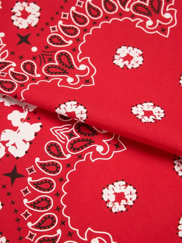 Bandana in cotone con motivo Paisley e Cotton Wreath, rossa