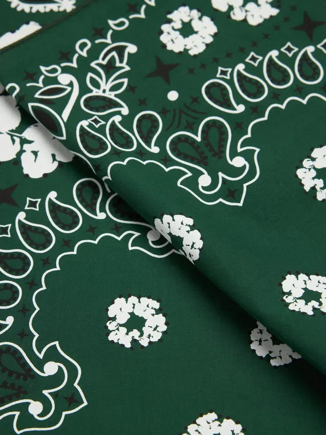 Bandana verde con motivo Paisley e Cotton Wreath di cotone