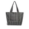 Borsa tote in Denim con motivo a ghirlande jacquard, lavaggio scuro