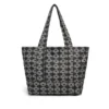 Borsa tote in Denim con motivo a ghirlande jacquard, lavaggio scuro