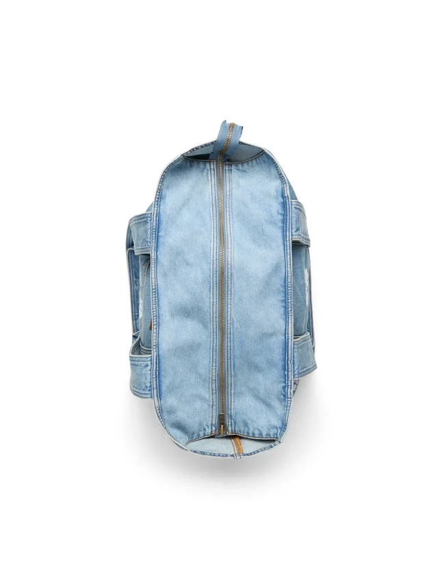 Borsa tote in Denim lavaggio chiaro con motivo Cotton Wreath in cotone
