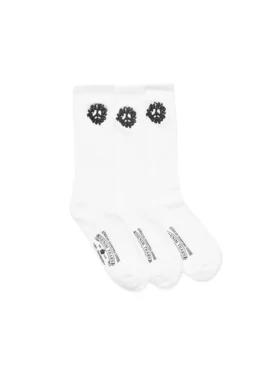 Calze in cotone con motivo “Peace Wreath”, confezione da 3, bianco