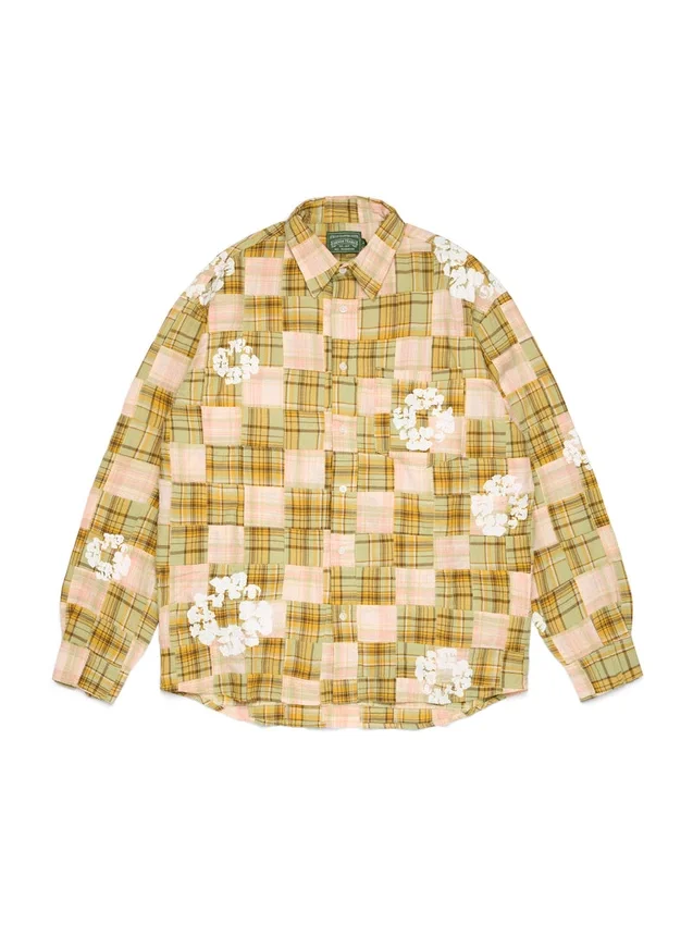 Camicia a maniche lunghe con bottoni in cotone Cotton Wreath Madras