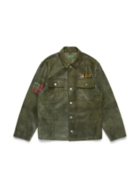 Camicia in pelle "Jungle" verde militare