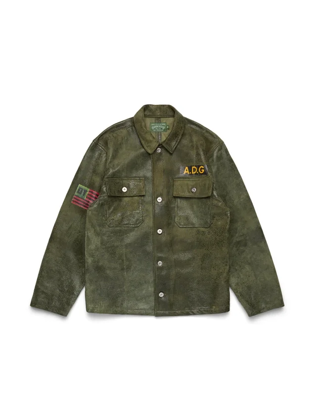 Camicia in pelle "Jungle" verde militare