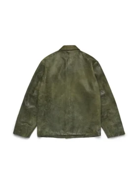 Camicia in pelle “Jungle” verde militare