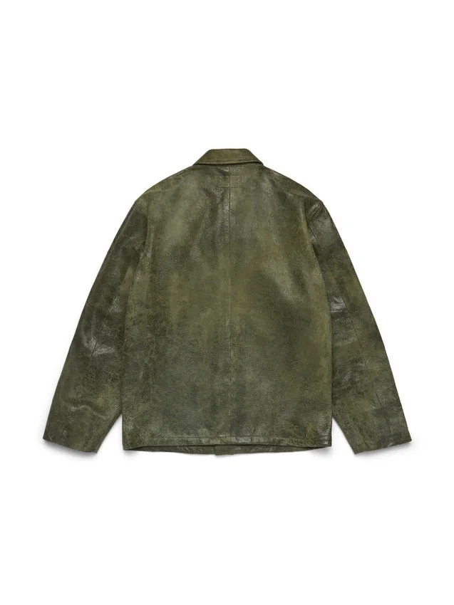 Camicia in pelle "Jungle" verde militare