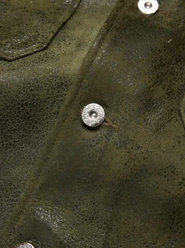 Camicia in pelle "Jungle" verde militare