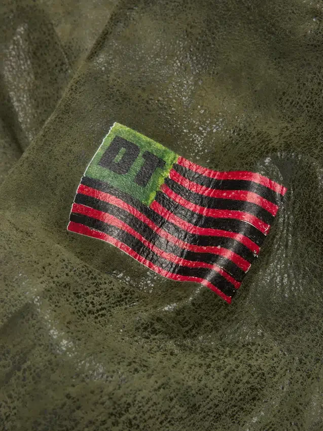 Camicia in pelle "Jungle" verde militare