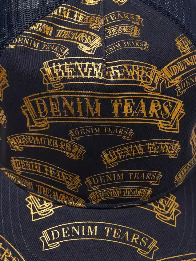 Cappellino da camionista DT con motivo a timbri, blu navy