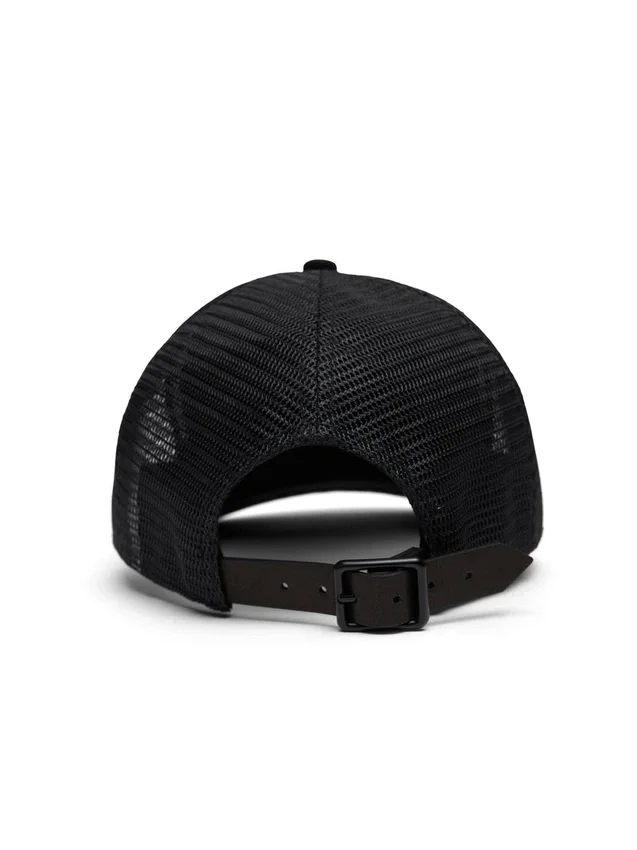 Cappellino da camionista DT con motivo a timbri, nero