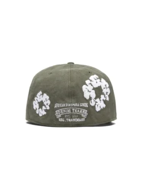 Cappellino fitted in tela New Era 59FIFTY con motivo “Cotton Wreath”, colore oliva