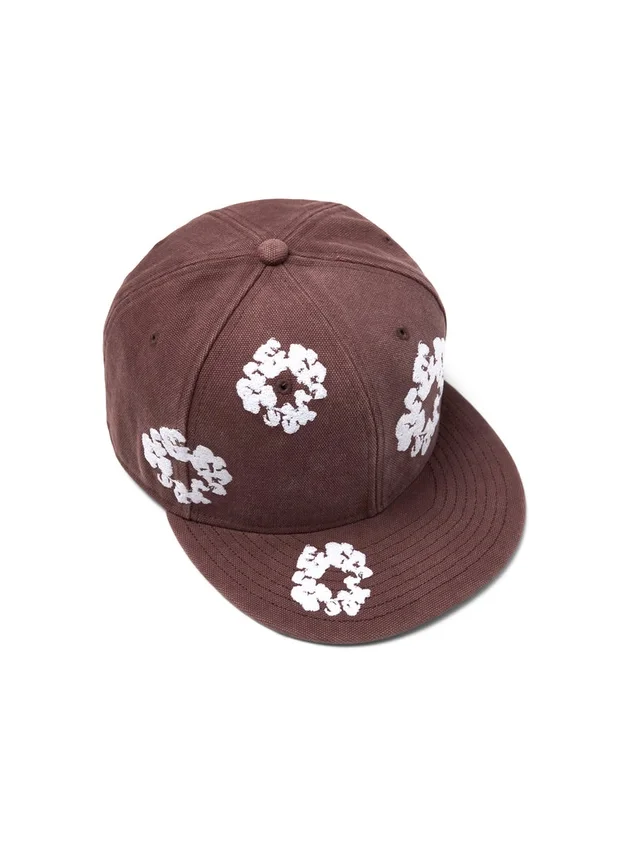 Cappellino fitted in tela New Era 59FIFTY con motivo "Cotton Wreath" - Marrone