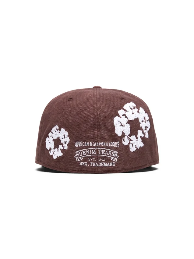 Cappellino fitted in tela New Era 59FIFTY con motivo "Cotton Wreath" - Marrone