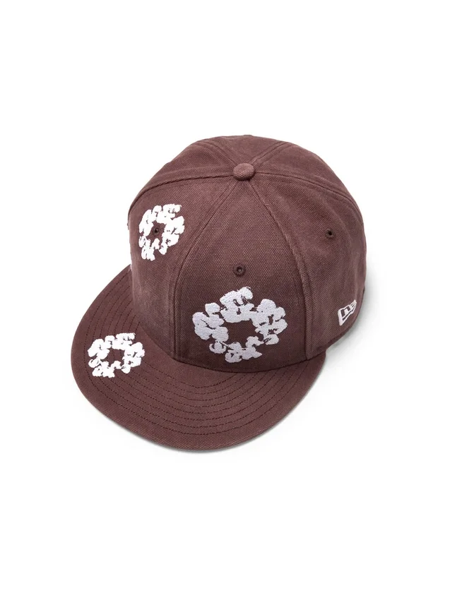 Cappellino fitted in tela New Era 59FIFTY con motivo "Cotton Wreath" - Marrone