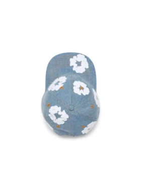 Cappellino in Denim grezzo con motivo “Cotton Wreath”, lavaggio chiaro