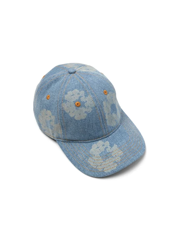 Cappellino in Denim grezzo "Mono Cotton Wreath" con lavaggio chiaro