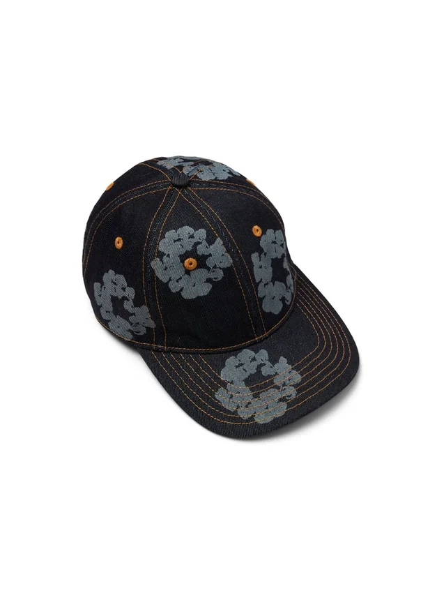 Cappellino in Denim grezzo "Mono Cotton Wreath" Indaco lavato