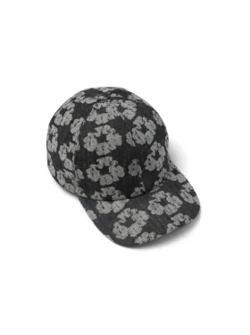 Cappellino in Denim Jacquard Wreath, nero lavato