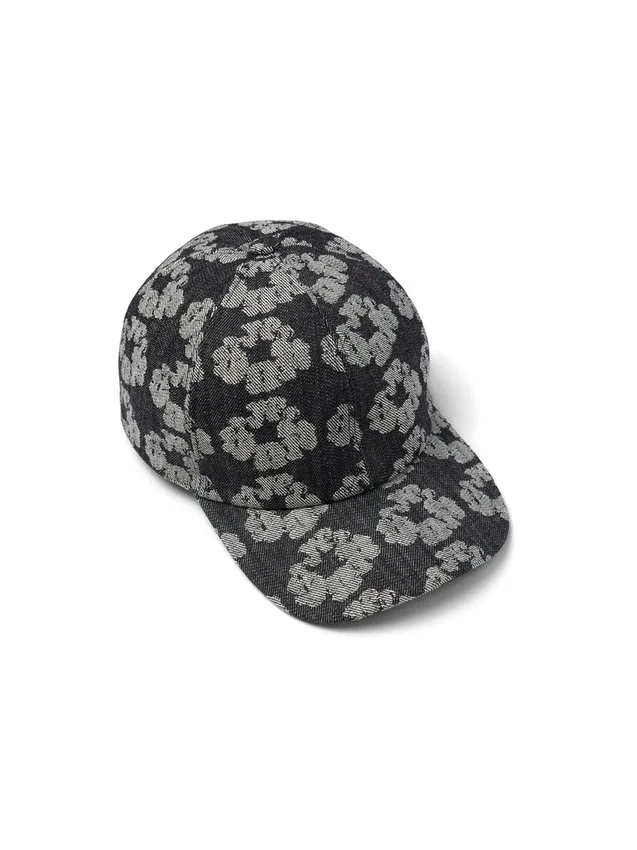 Cappellino in Denim Jacquard Wreath, nero lavato