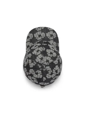 Cappellino in Denim Jacquard Wreath, nero lavato