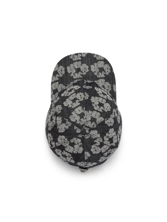 Cappellino in Denim Jacquard Wreath, nero lavato