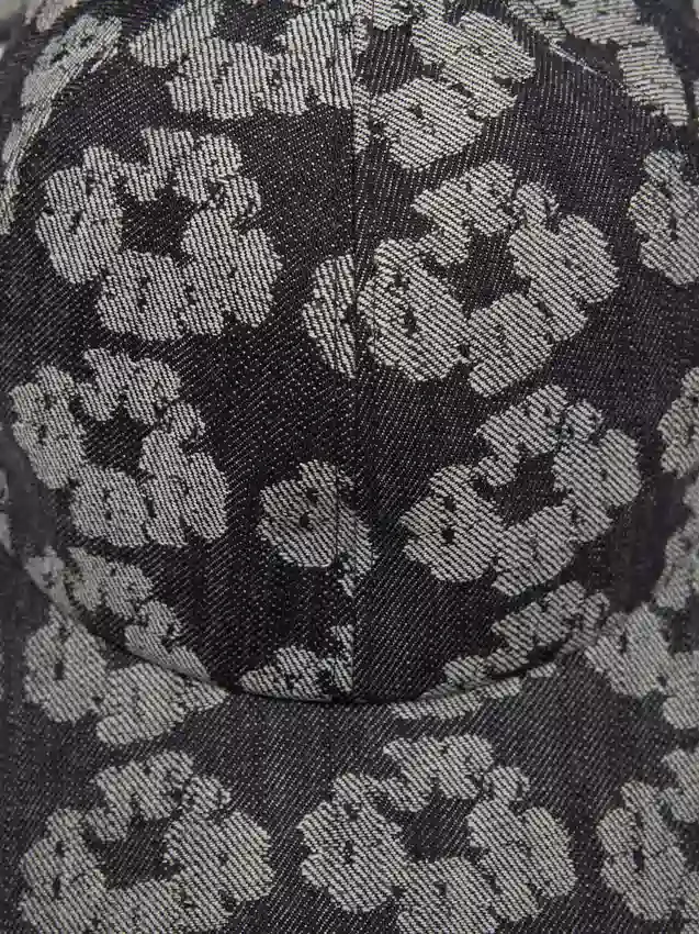 Cappellino in Denim Jacquard Wreath, nero lavato