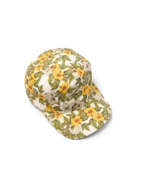 Cappellino in tela DT con motivi floreali multicolore