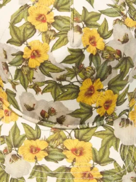 Cappellino in tela DT con motivi floreali multicolore