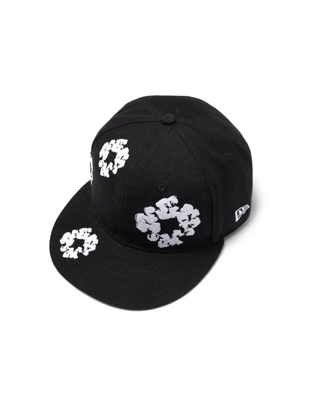 Cappellino in tela New Era 59FIFTY con motivo "Cotton Wreath", nero