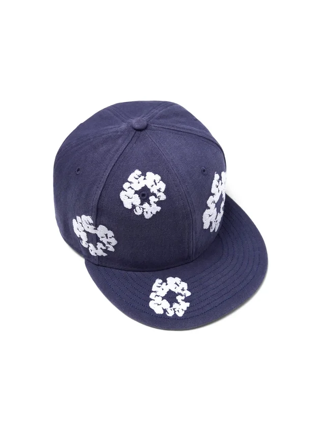 Cappellino New Era 59FIFTY in tela con motivo "Cotton Wreath", indaco
