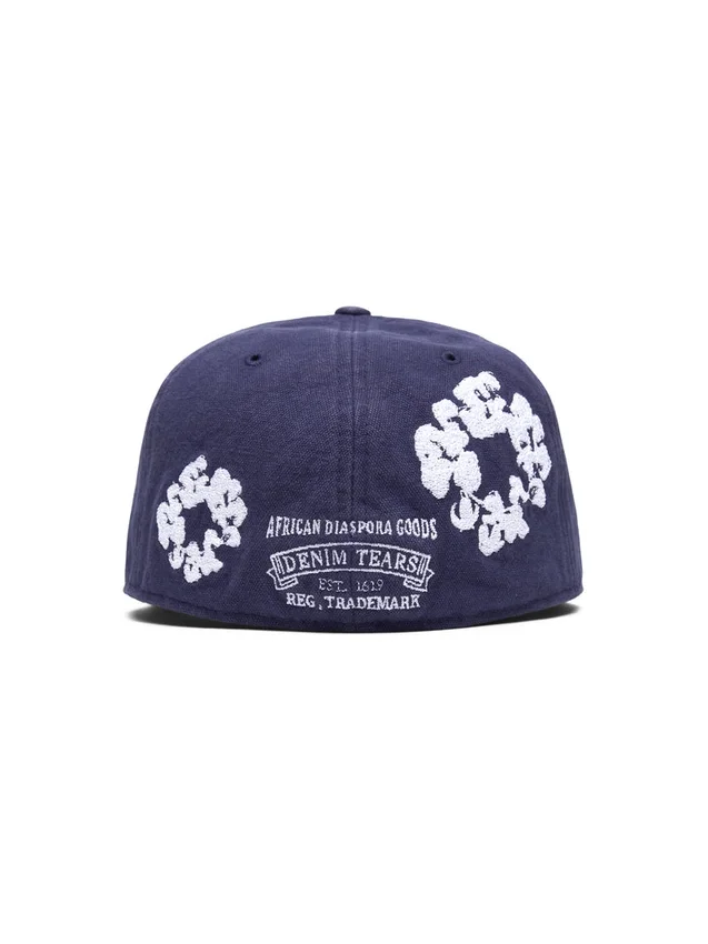 Cappellino New Era 59FIFTY in tela con motivo "Cotton Wreath", indaco