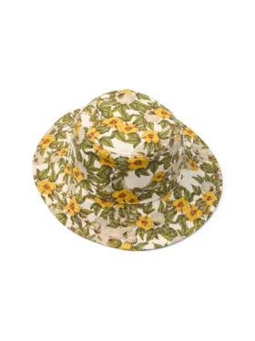Cappello a secchiello in tela con motivo floreale DT, multicolore