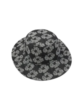 Cappello a secchiello Jacquard Wreath, lavato nero