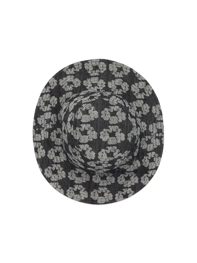Cappello a secchiello Jacquard Wreath, lavato nero