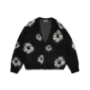 Cardigan in mohair con motivo "Cotton Wreath" nero