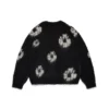 Cardigan in mohair con motivo "Cotton Wreath" nero