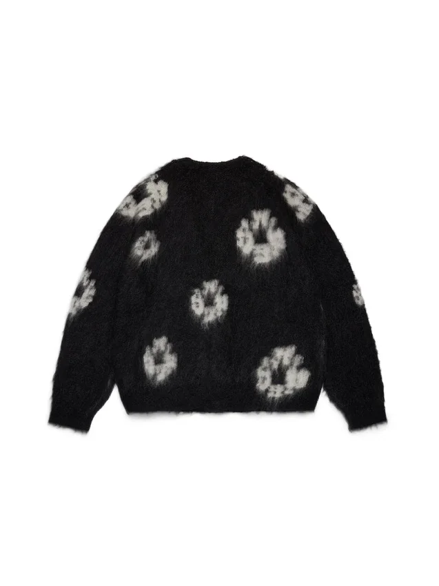 Cardigan in mohair con motivo "Cotton Wreath" nero