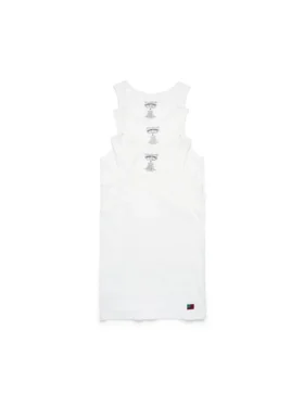 Confezione da 3 canotte a costine DT Flag, bianco
