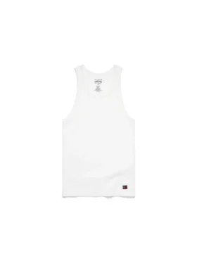 Confezione da 3 canotte a costine DT Flag, bianco