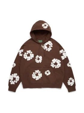 Cotton Wreath Hoodie con cappuccio e cerniera, marrone scuro