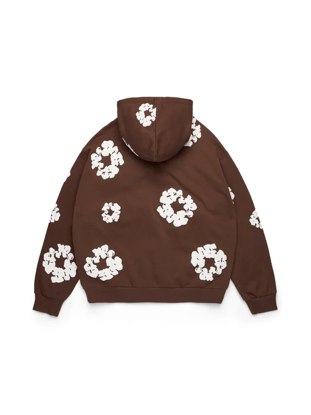 Cotton Wreath Hoodie con cappuccio e cerniera, marrone scuro
