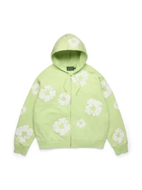 Cotton Wreath Hoodie con cappuccio e zip, color menta