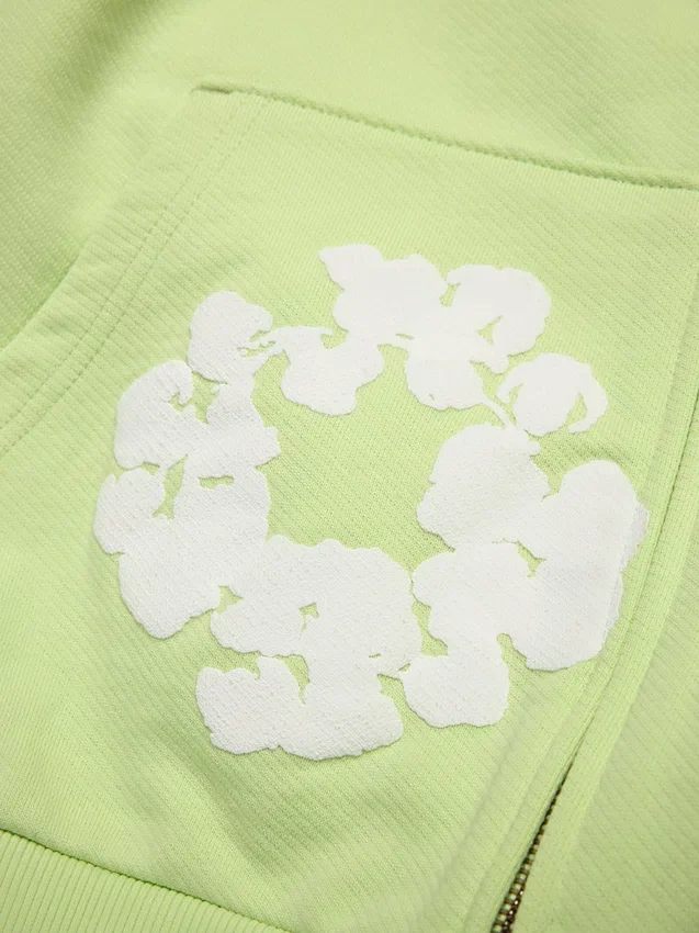 Cotton Wreath Hoodie con cappuccio e zip, color menta