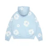 Cotton Wreath Hoodie in cotone con ghirlanda, blu polvere